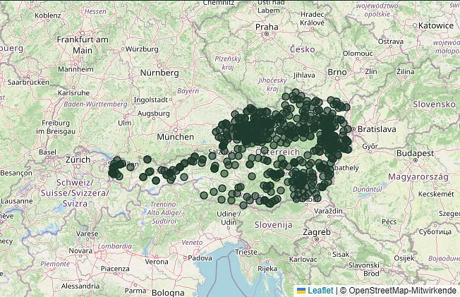 Karte der Bestatter in ganz Österreich